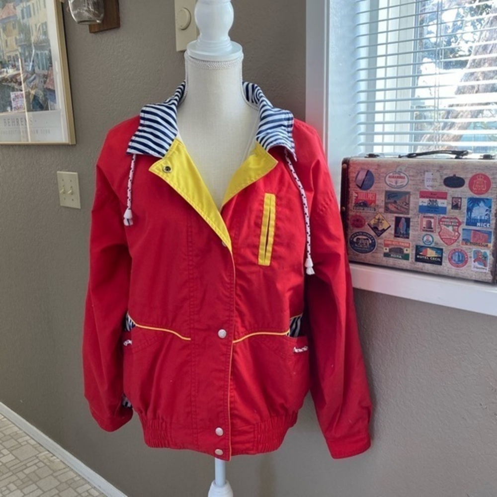 New York Girl 90’s red nautical jacket, Sz. M